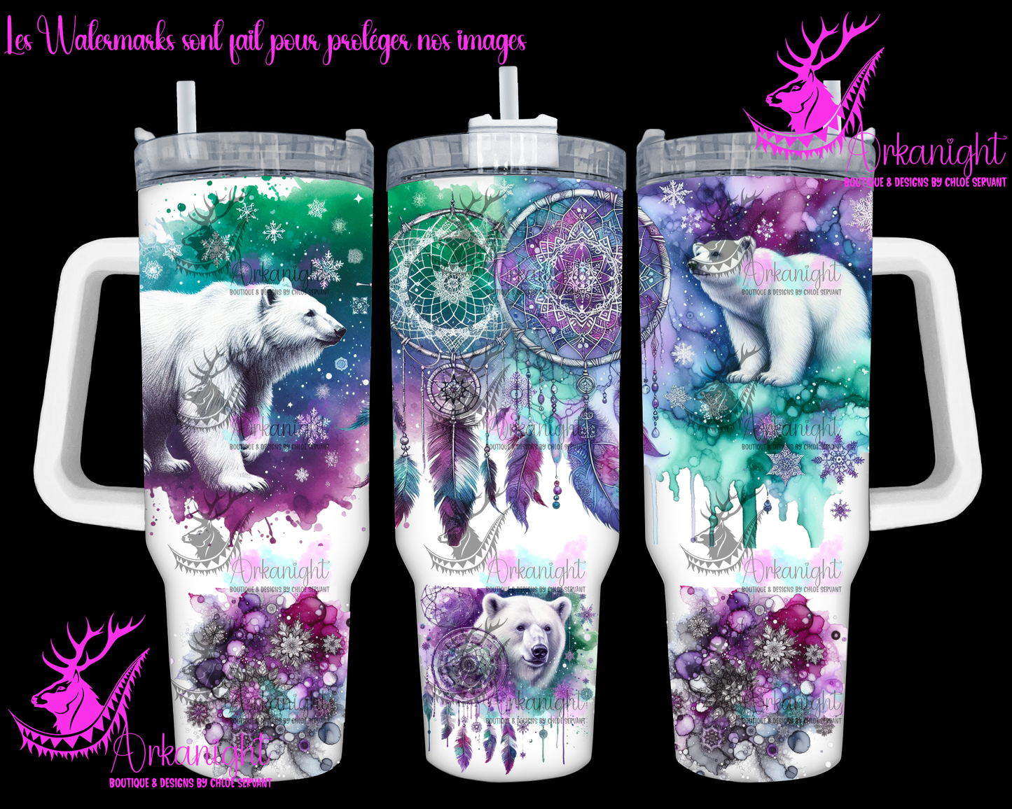 Gourde 40 oz sur commande -  Artic Polar Bear