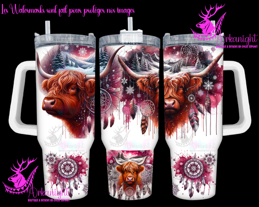 Gourde 40 oz sur commande -  Artic Highland Cow