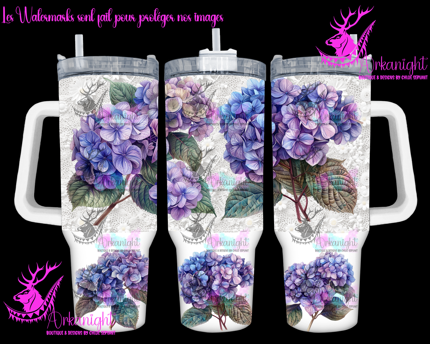 Numérique 40 oz - Purple Hydrangea and Lace