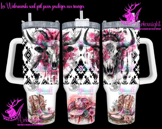 Gourde 40 oz sur commande - Pink Aztec Bramabull