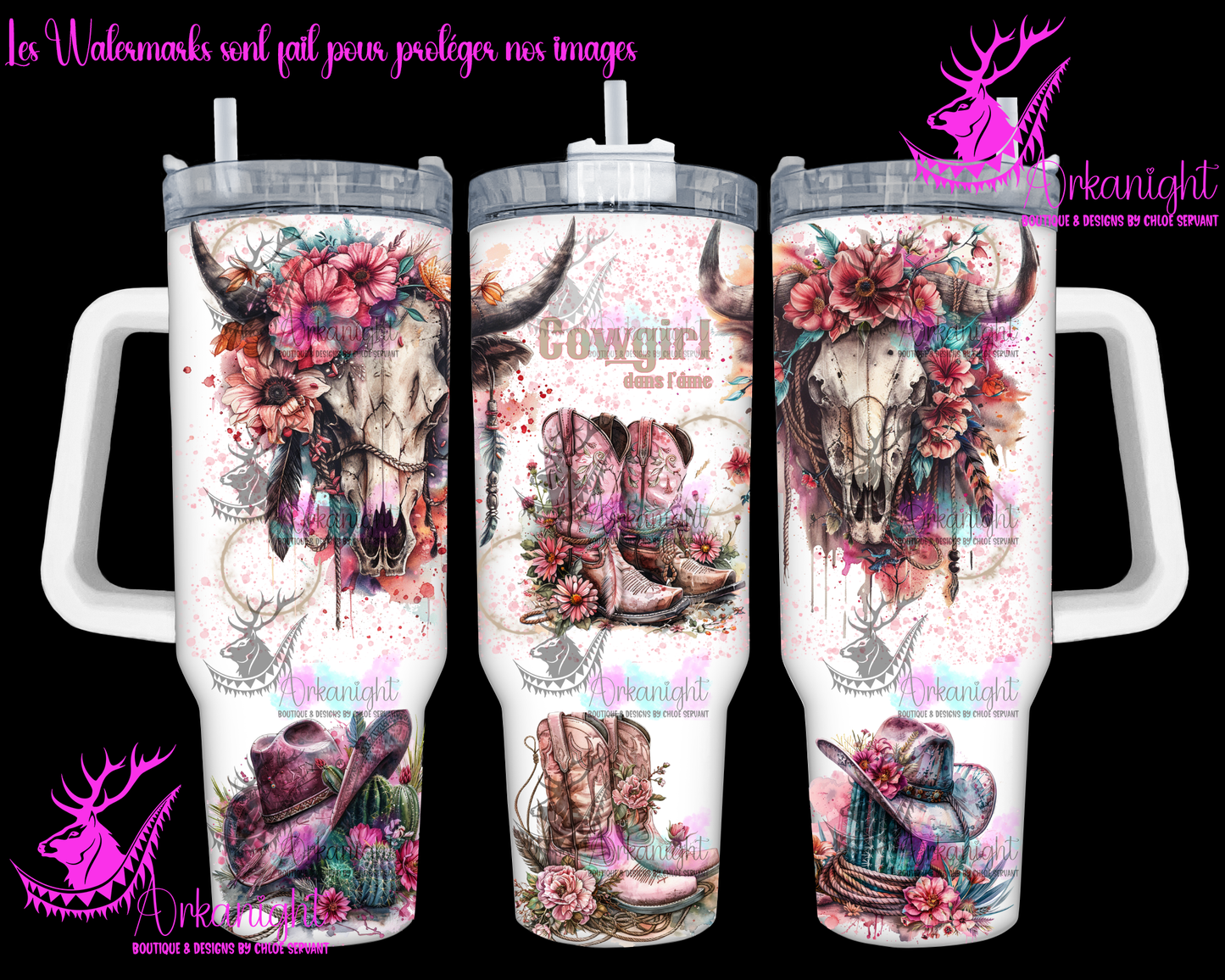 Gourde 40 oz sur commande - Watercolor Pink Bramabull