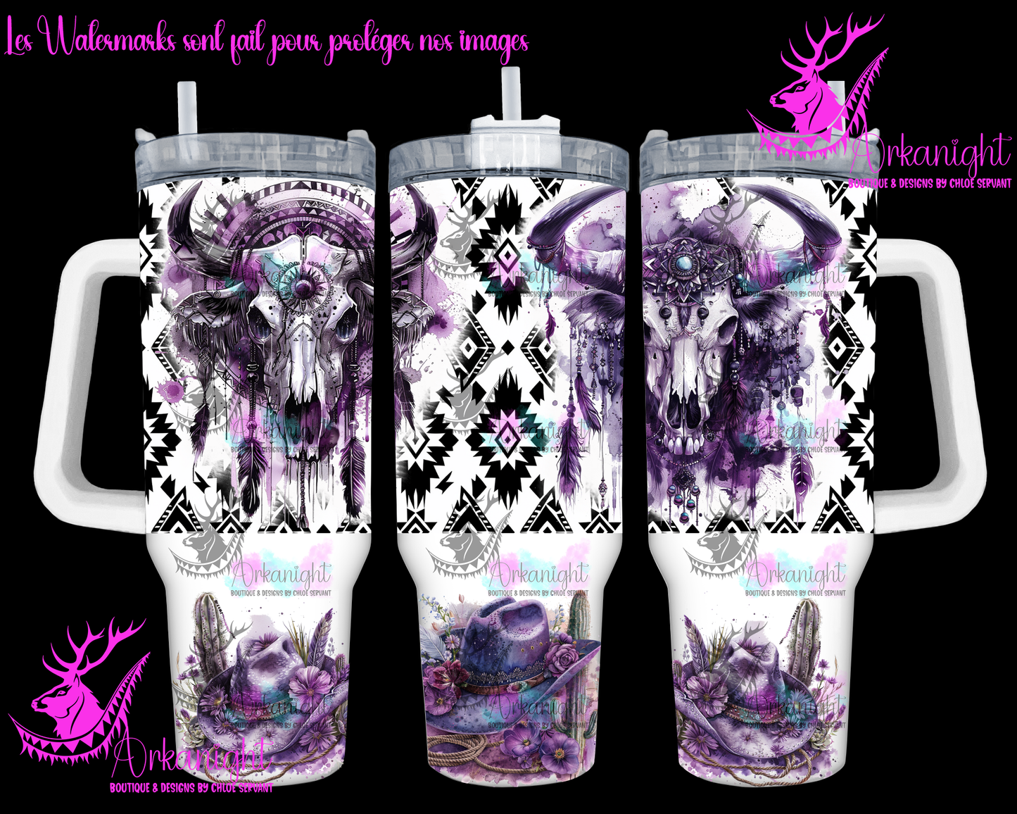 Gourde 40 oz sur commande - Purple Aztec Bramabull