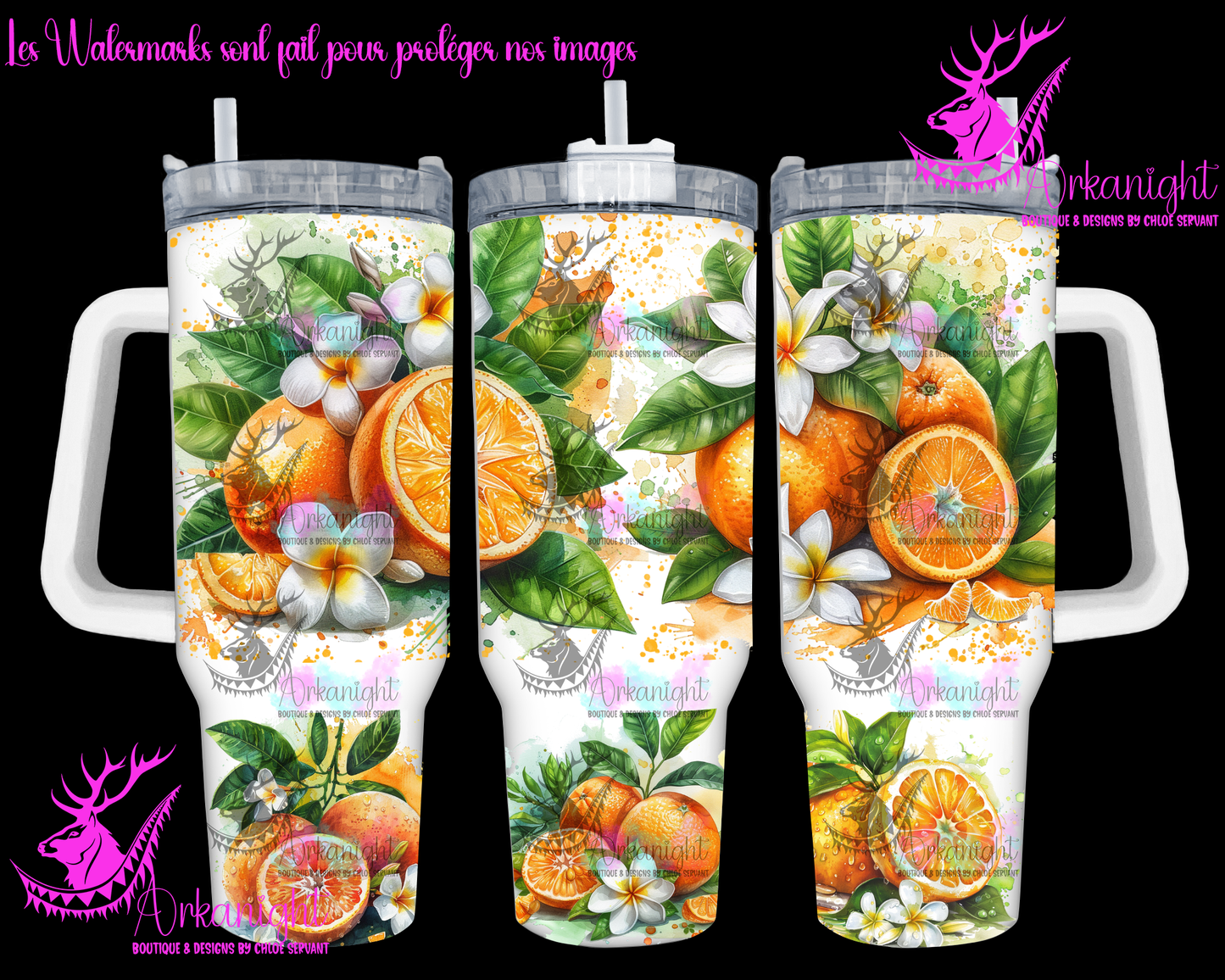 Gourde 40 oz sur commande - Watercolor Orange