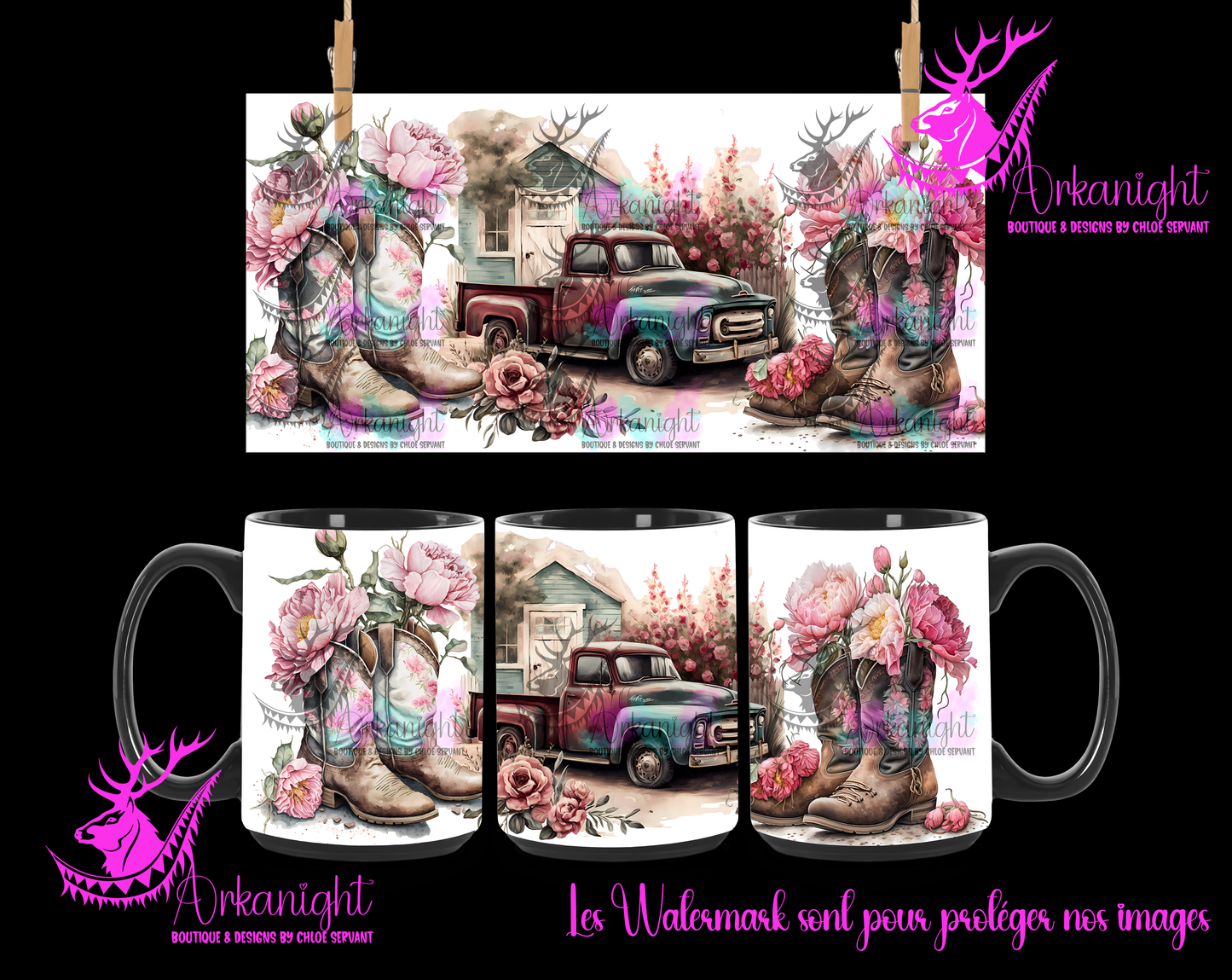 Tasse en céramique sur commande - Pink Country Road