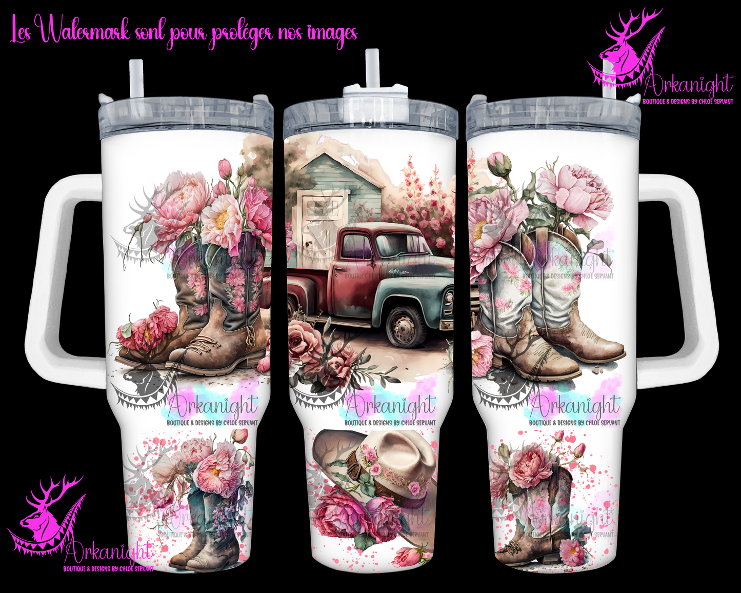 Gourde 40 oz sur commande - Pink Country Road