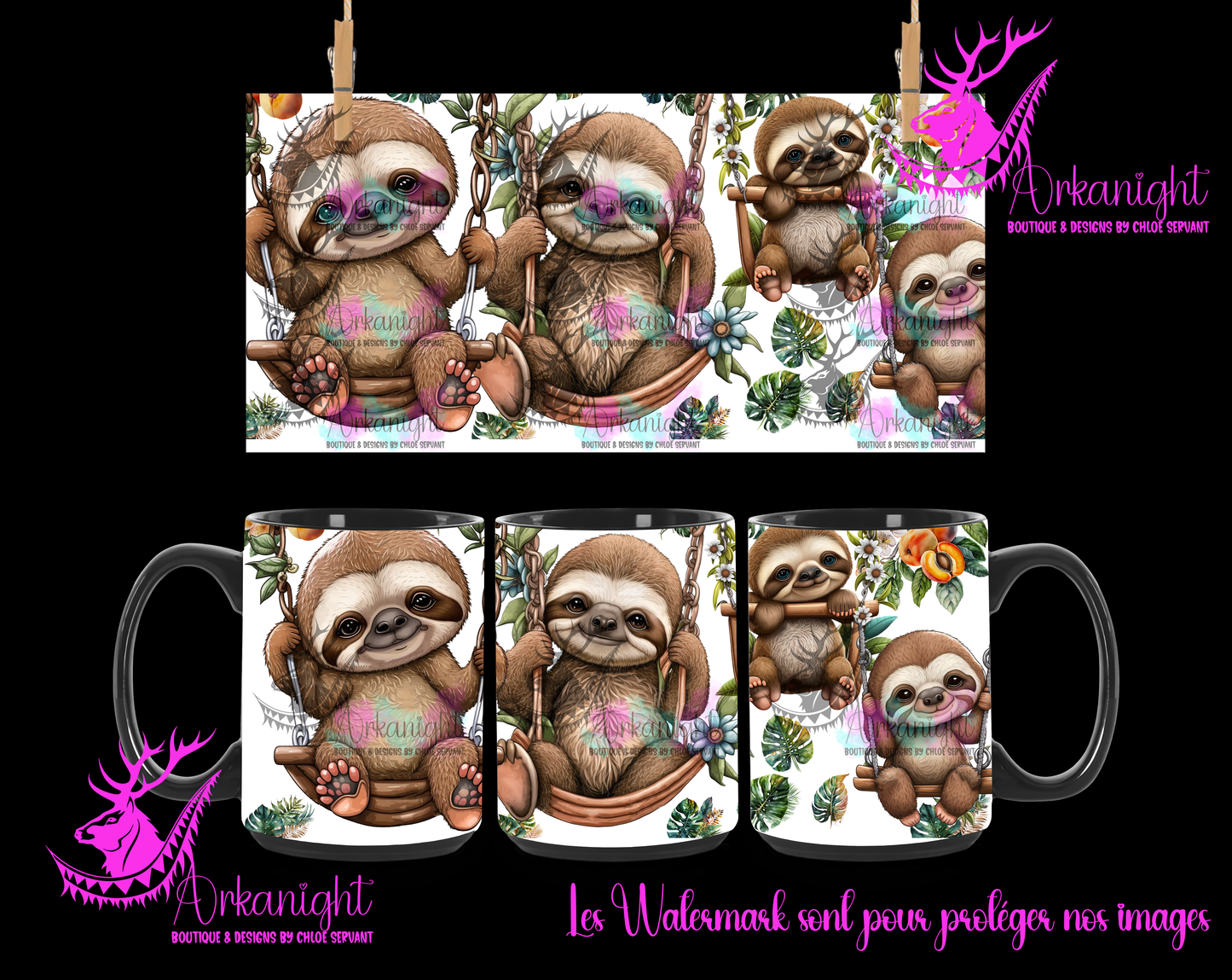 Tasse en céramique sur commande - Sloth