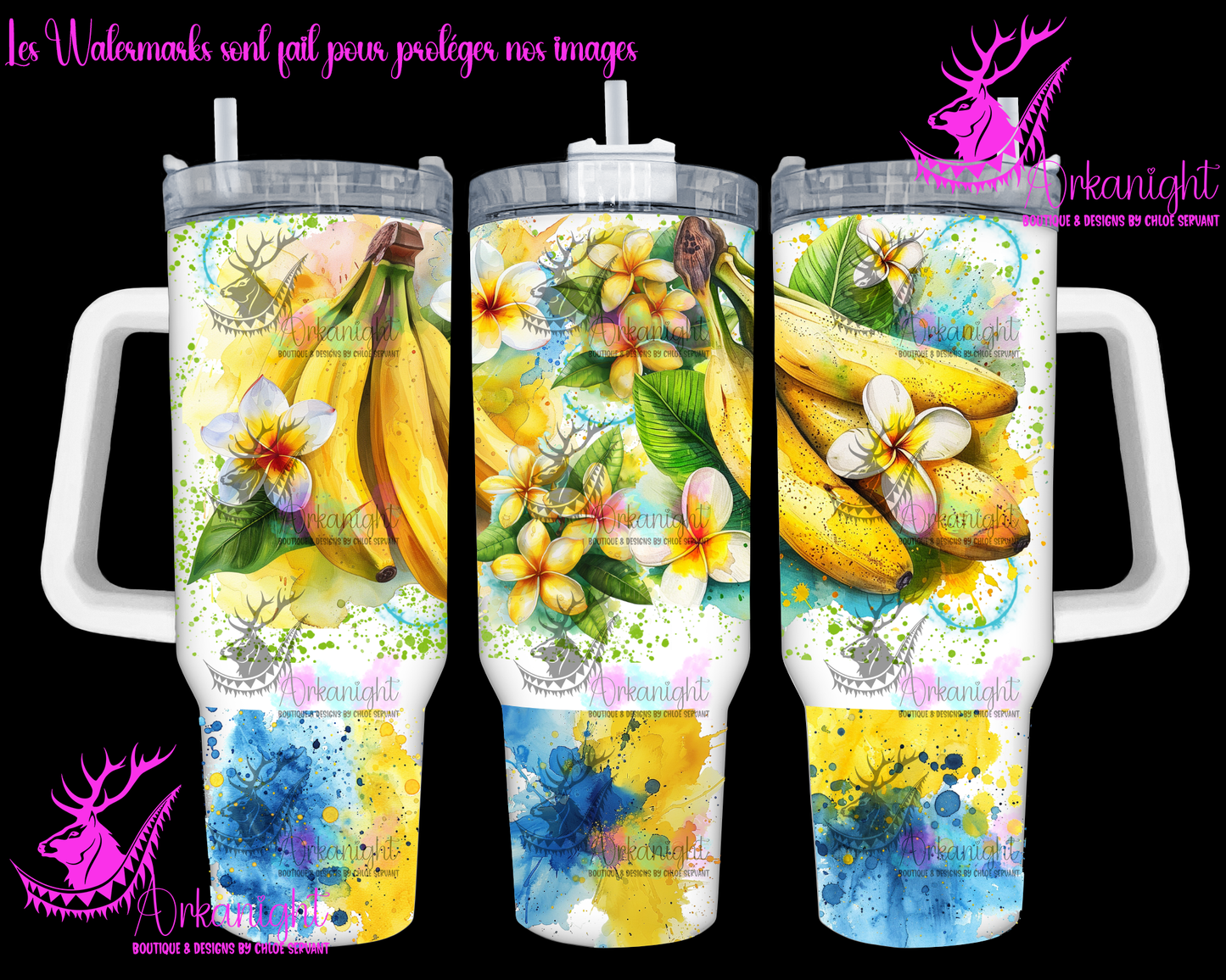 Gourde 40 oz sur commande - Watercolor Banana