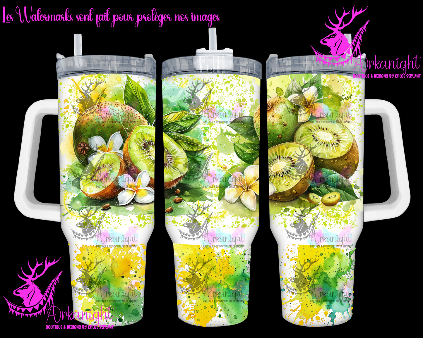 Gourde 40 oz sur commande - Watercolor Kiwi