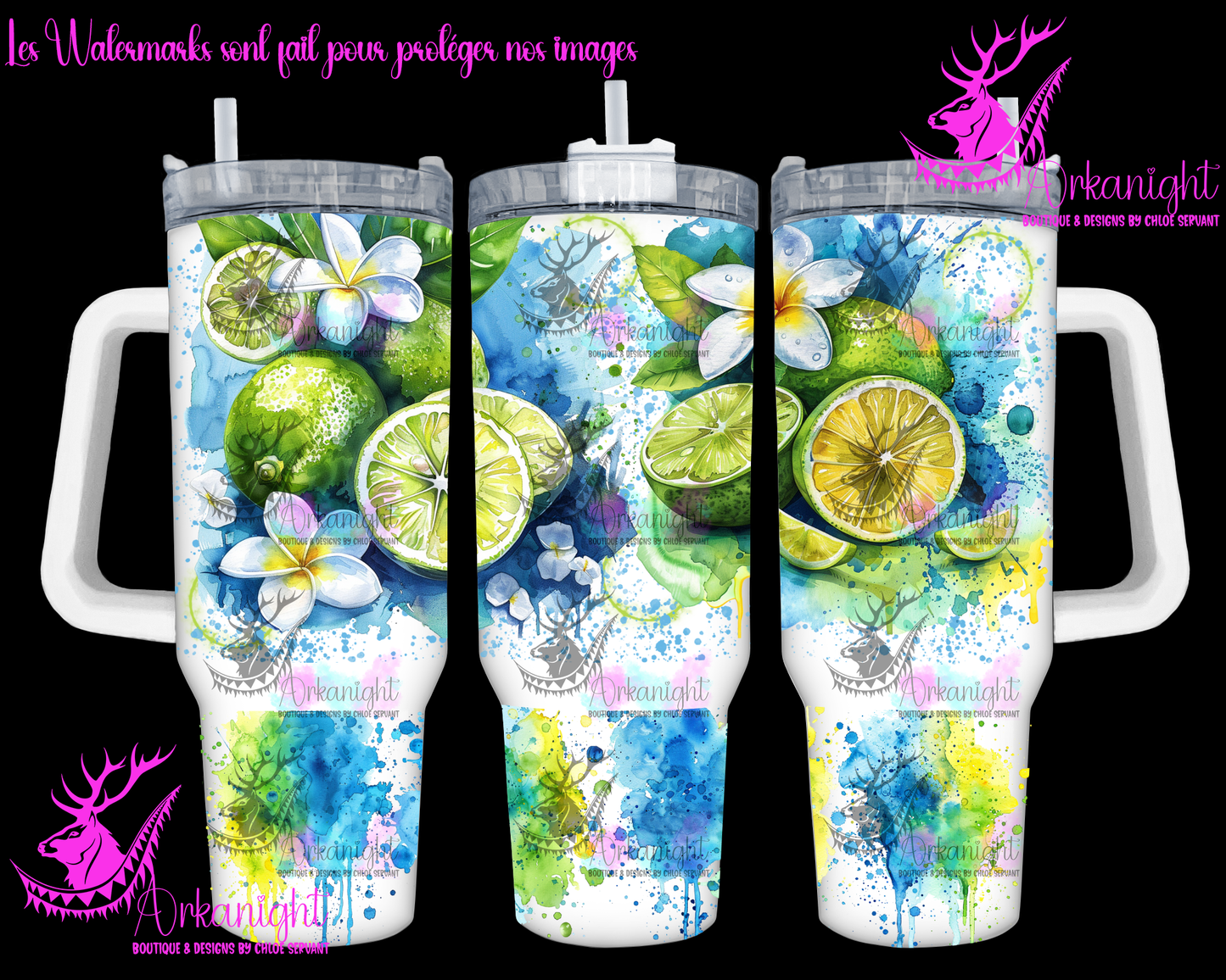 Gourde 40 oz sur commande - Watercolor Lime