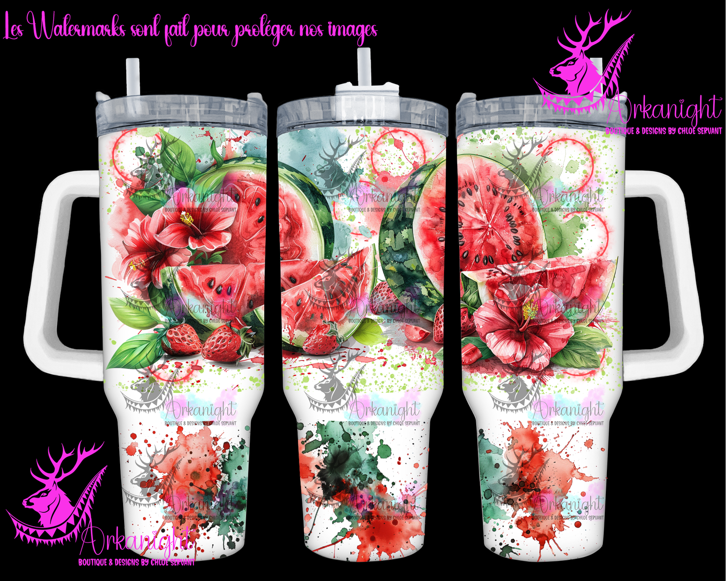 Gourde 40 oz sur commande - Watercolor Watermelon