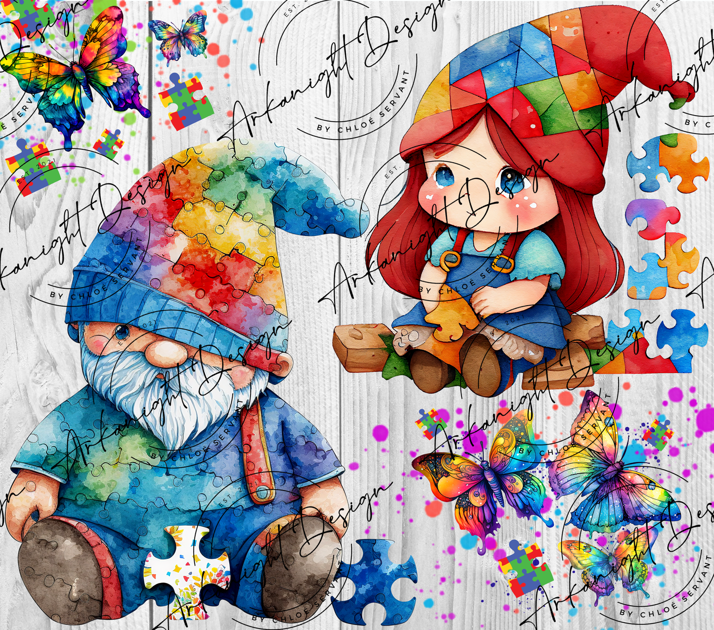 Boy and Girl Autism Gnomes